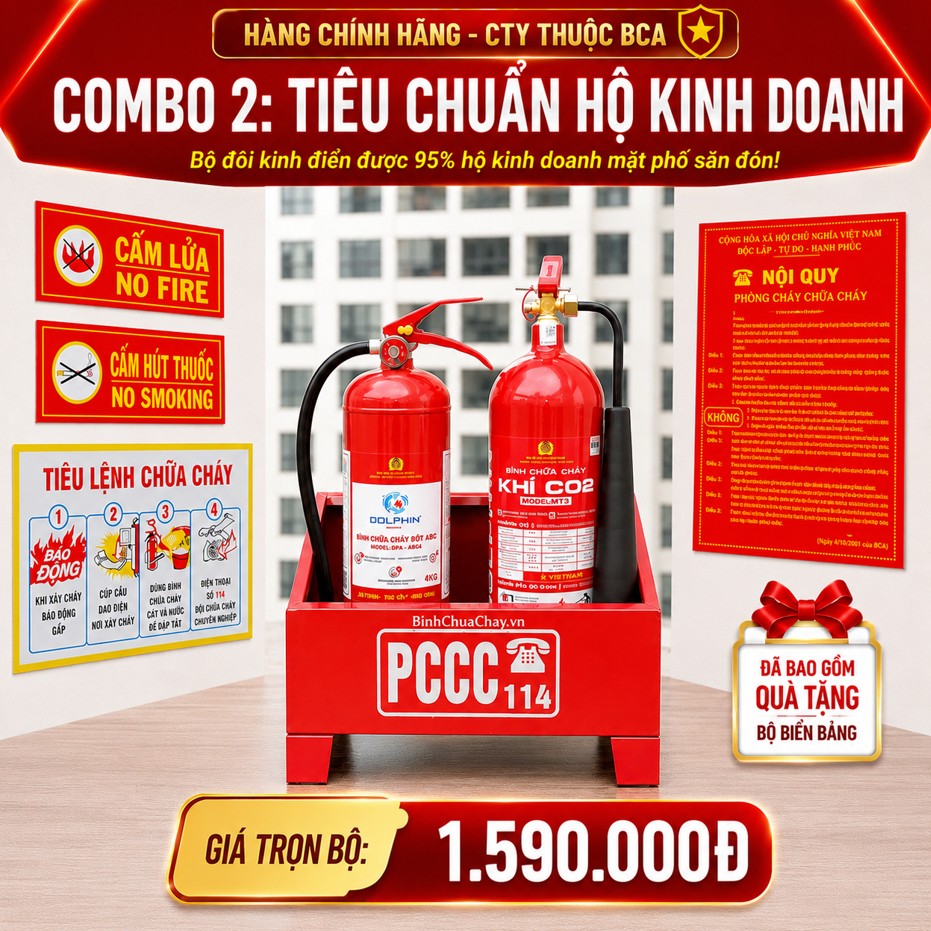 Combo bình chữa cháy hộ kinh doanh 2: Tiêu chuẩn hộ kinh doanh